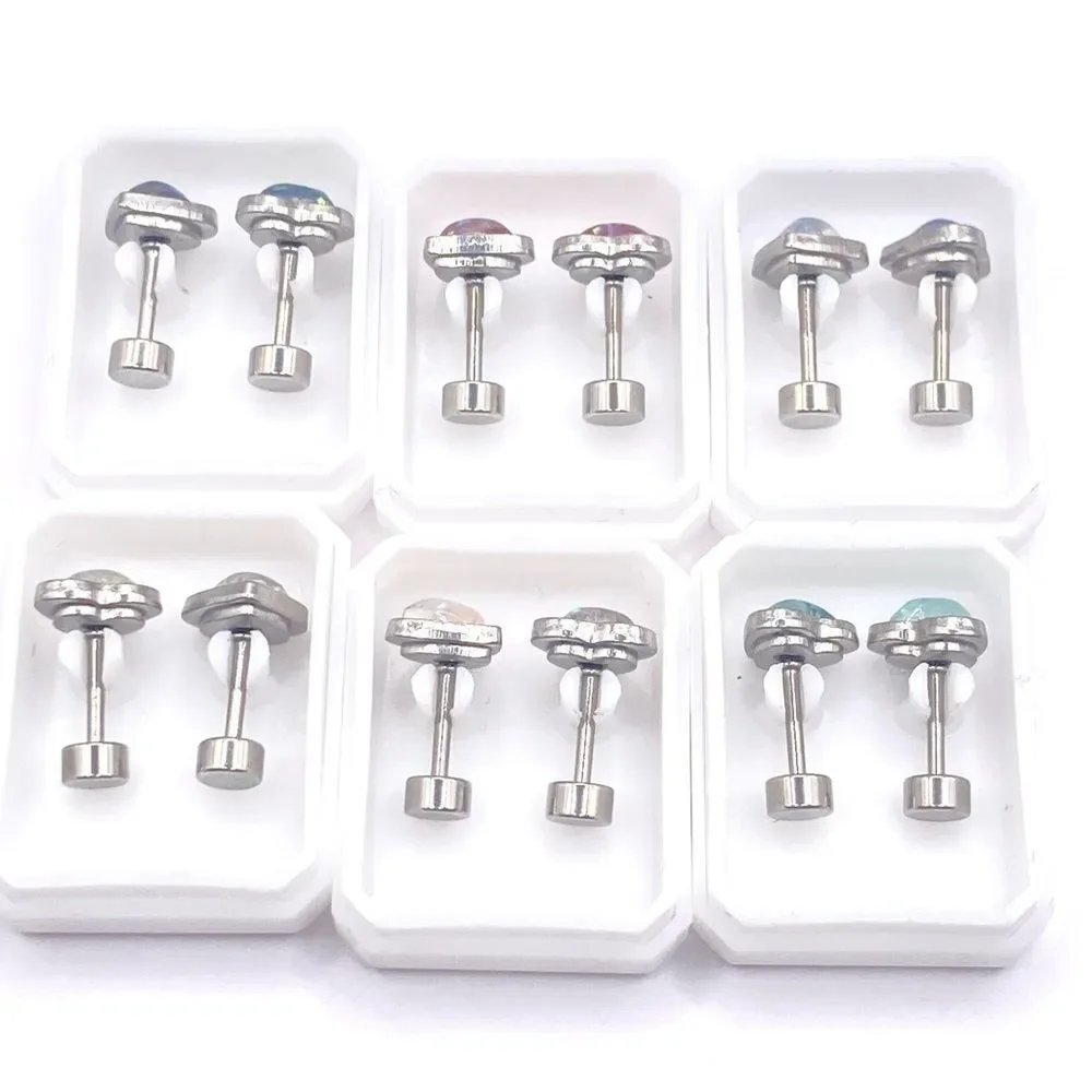 Set of 6 10g cartilage stud earrings
